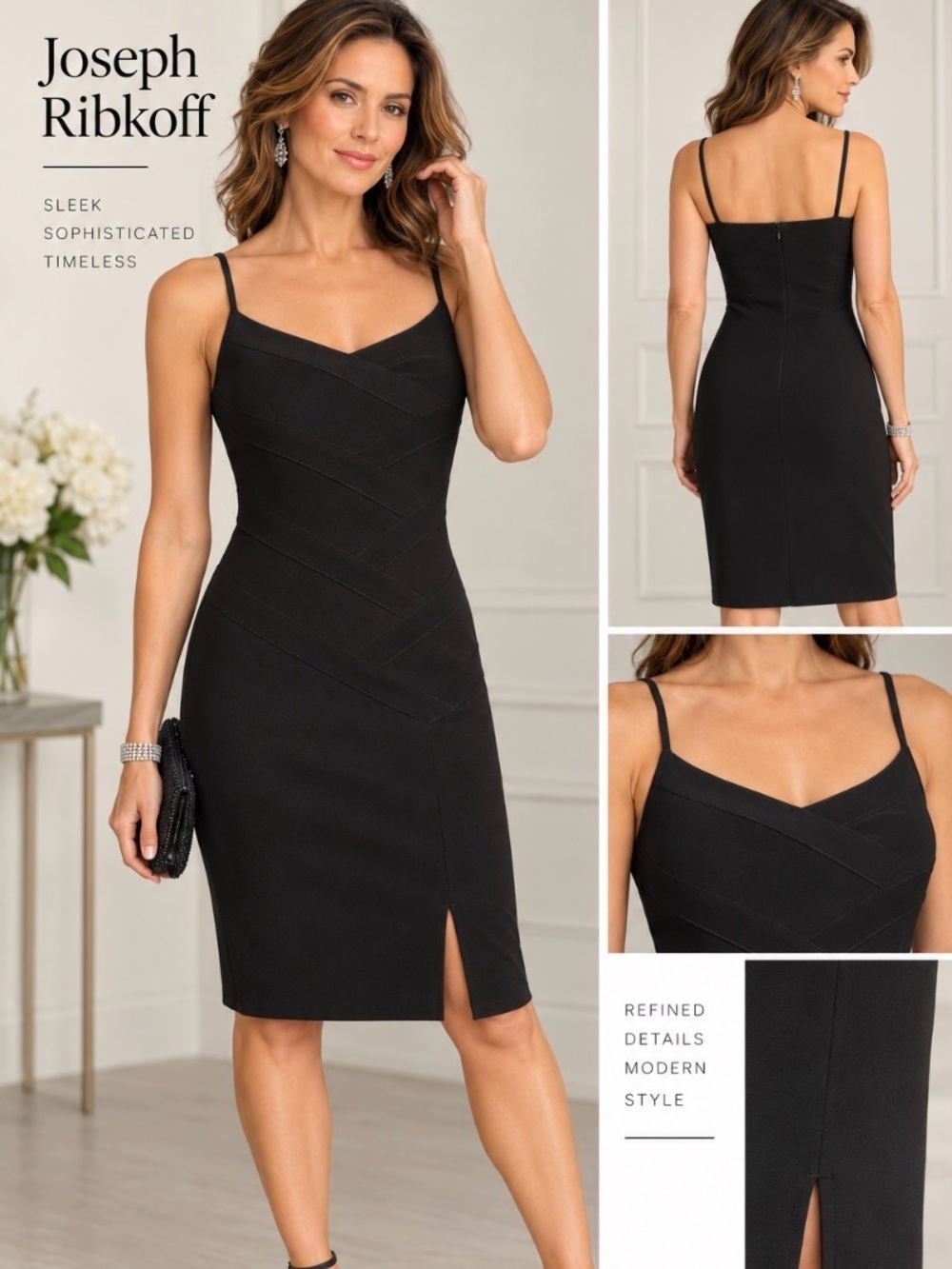 Joseph Ribkoff Black Spaghetti-Strap bandage Dress